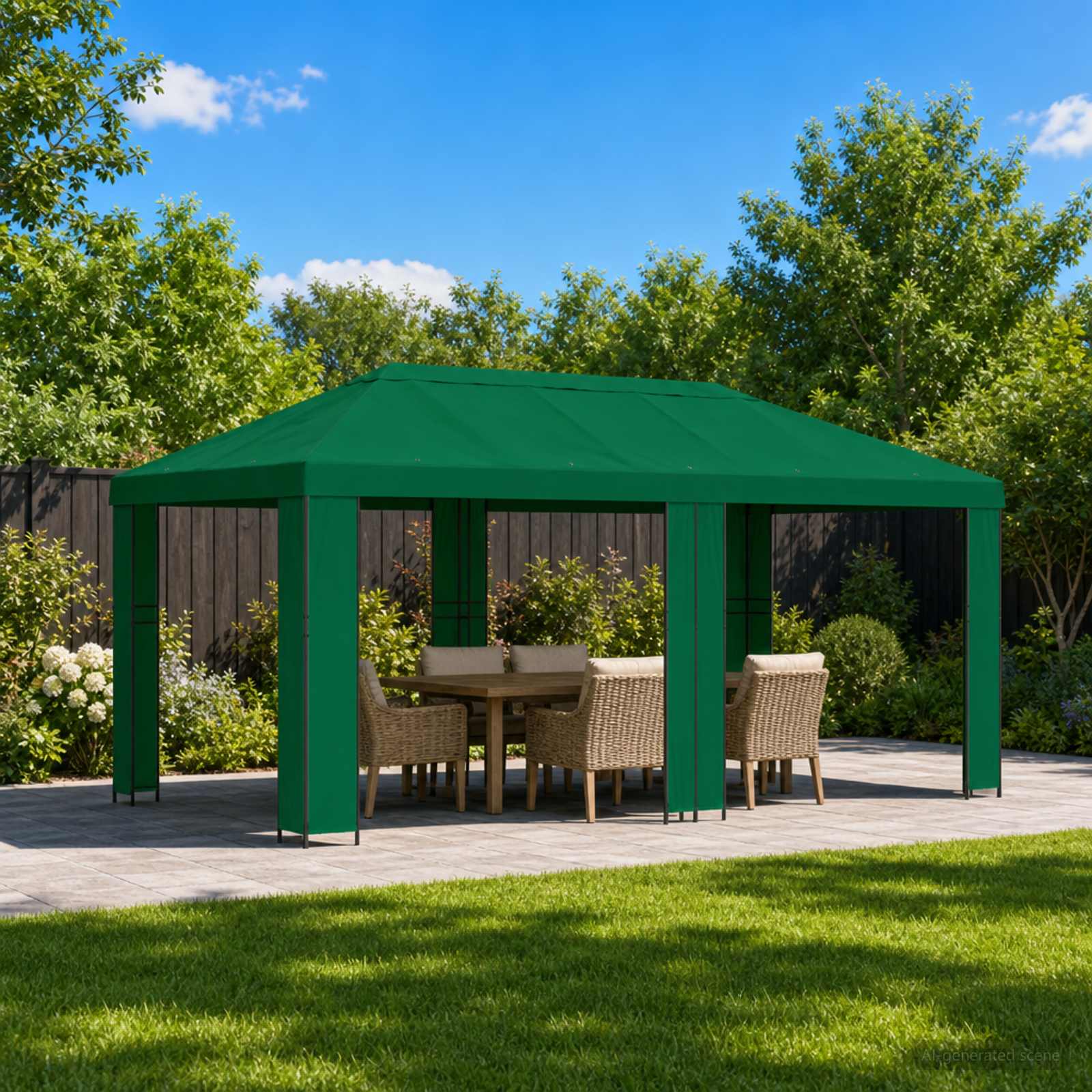vidaXL Garden Gazebo 6 x 3 m Green Polyester and Steel 190 gsm 1