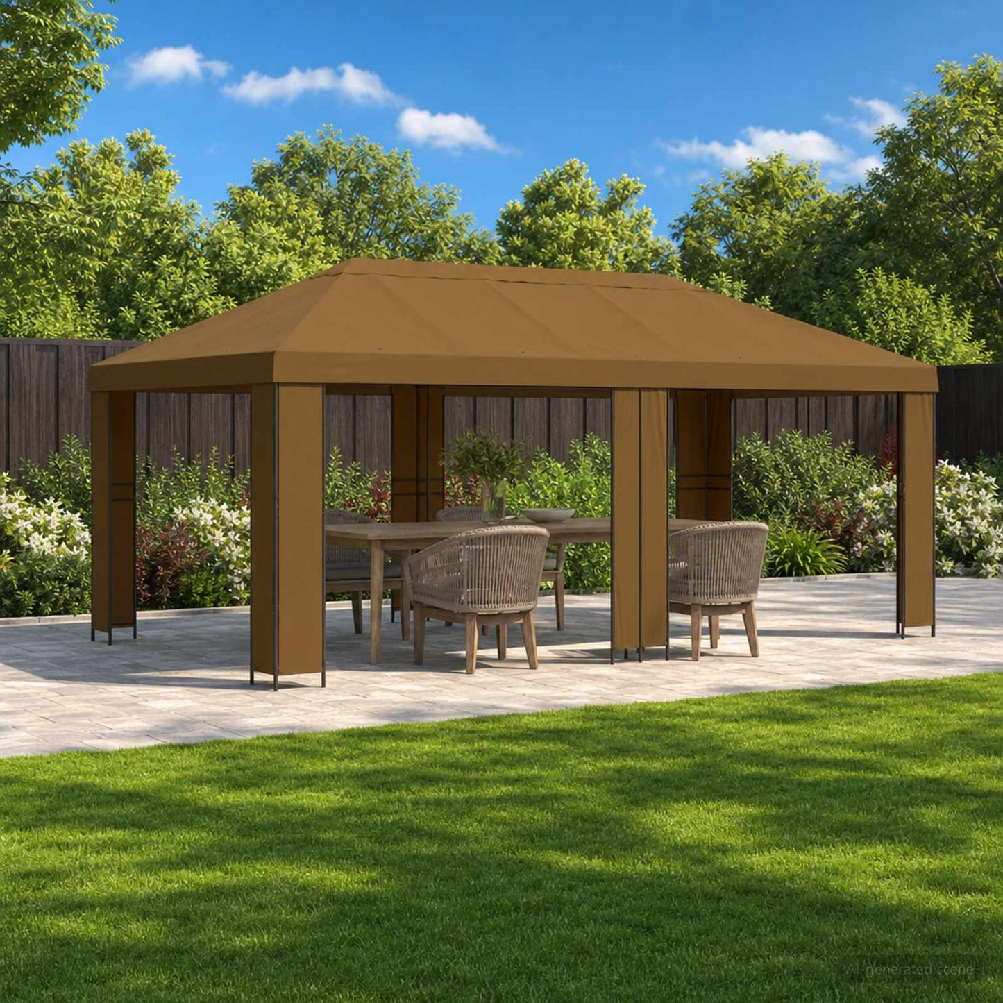 vidaXL Garden Gazebo 6 x 3 m Taupe Polyester and Steel 190 gsm 1