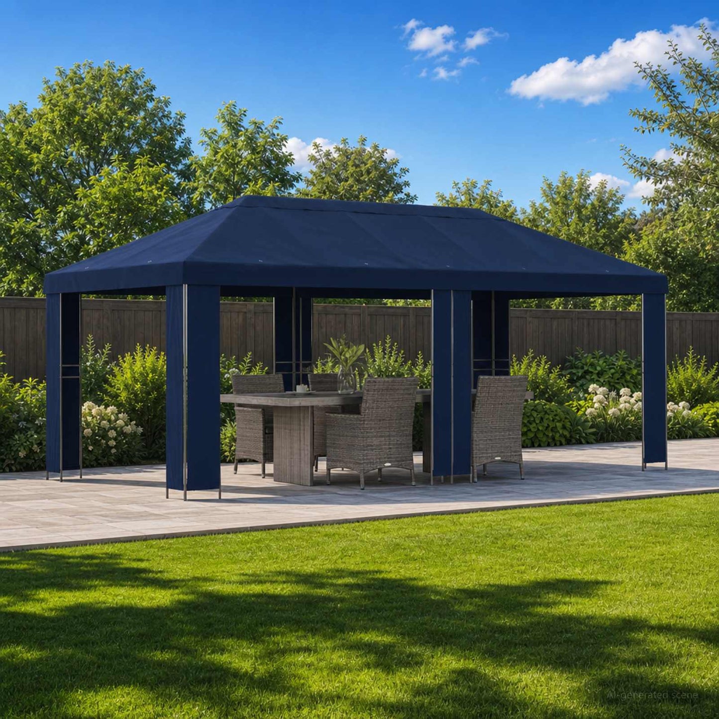 vidaXL Garden Gazebo 6 x 3 m Blue Polyester and Steel 190 gsm 1