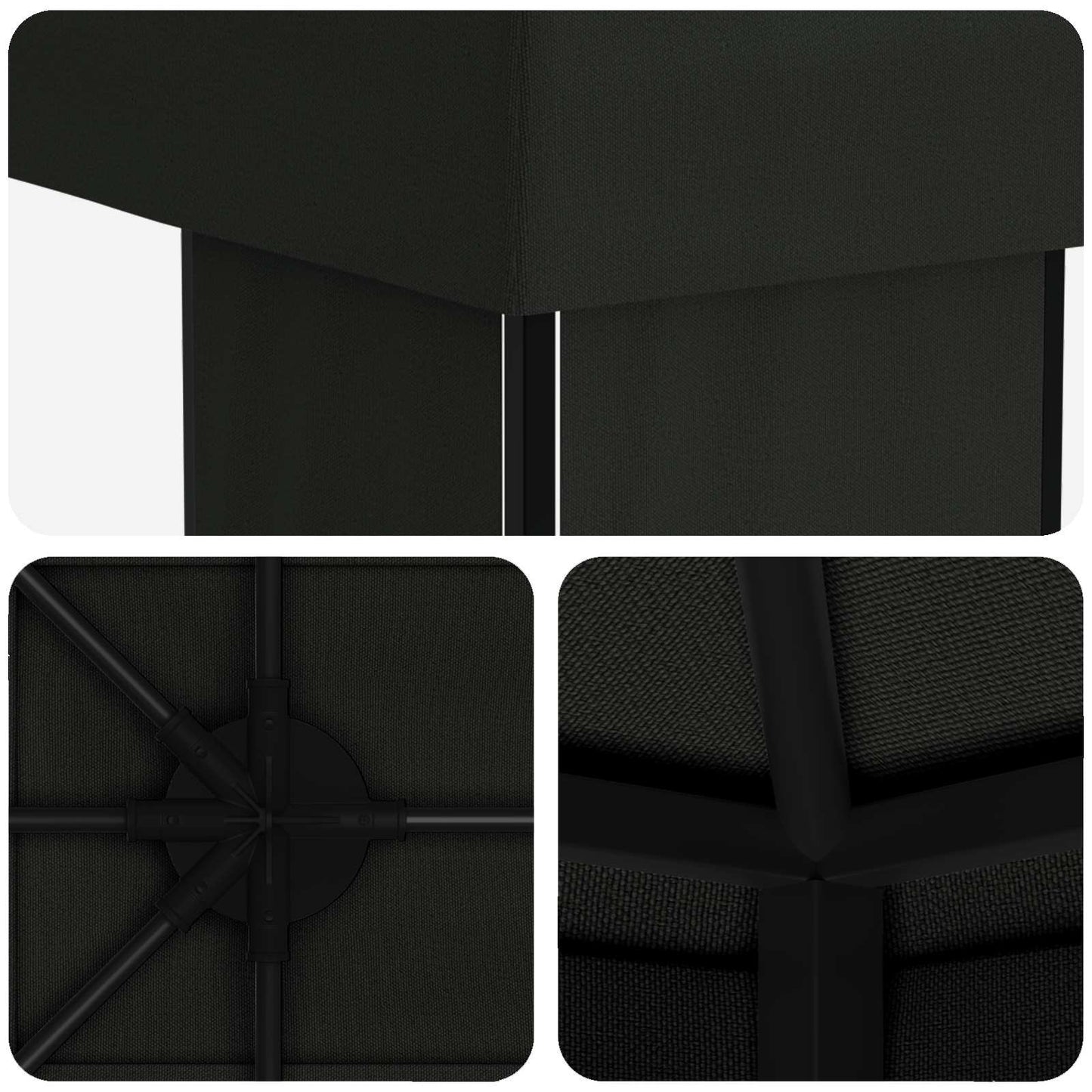vidaXL Garden Gazebo 6 x 3 m Black Polyester and Steel 190 gsm 5