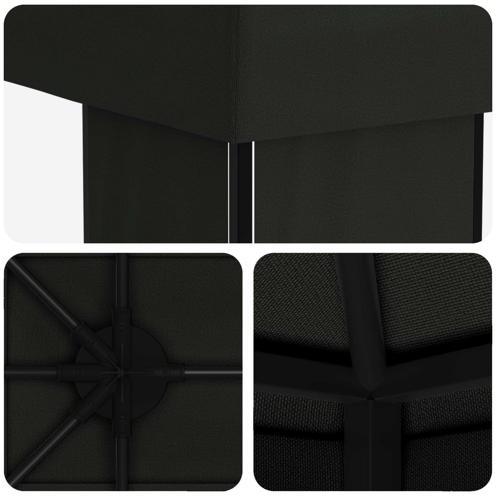 vidaXL Garden Gazebo 6 x 3 m Black Polyester and Steel 190 gsm 5