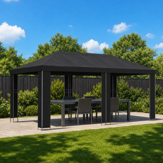 vidaXL Garden Gazebo 6 x 3 m Black Polyester and Steel 190 gsm 1