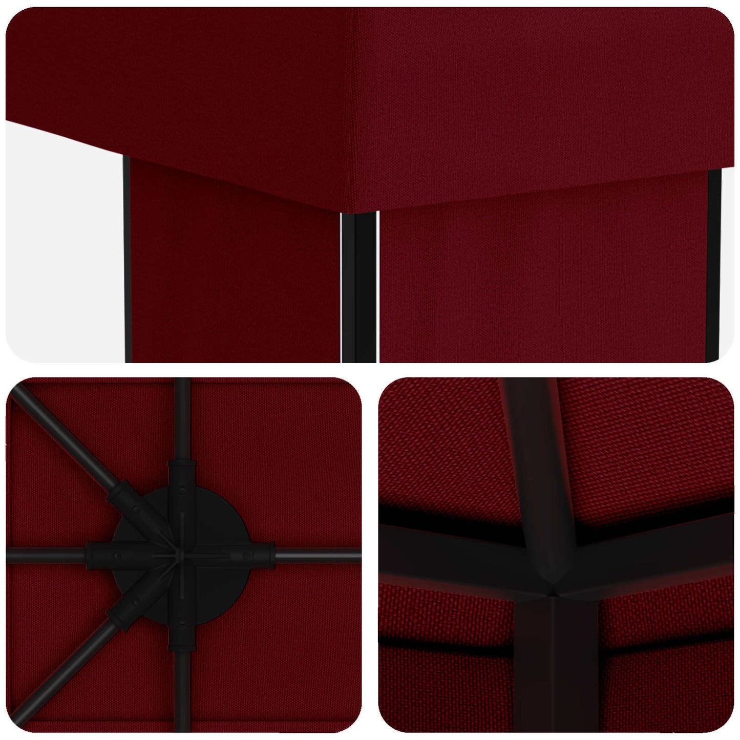 vidaXL Garden Gazebo 6 x 3 m Burgundy Polyester and Steel 190 gsm 5