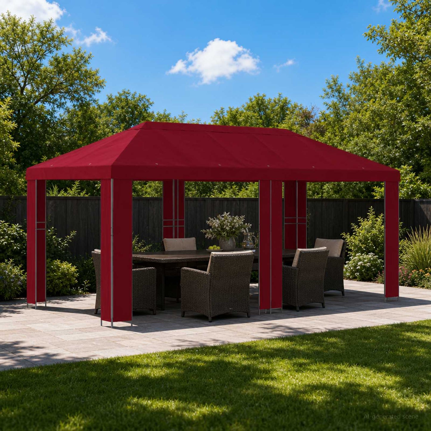 vidaXL Garden Gazebo 6 x 3 m Burgundy Polyester and Steel 190 gsm 1