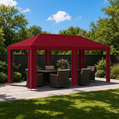 vidaXL Garden Gazebo 6 x 3 m Burgundy Polyester and Steel 190 gsm 1