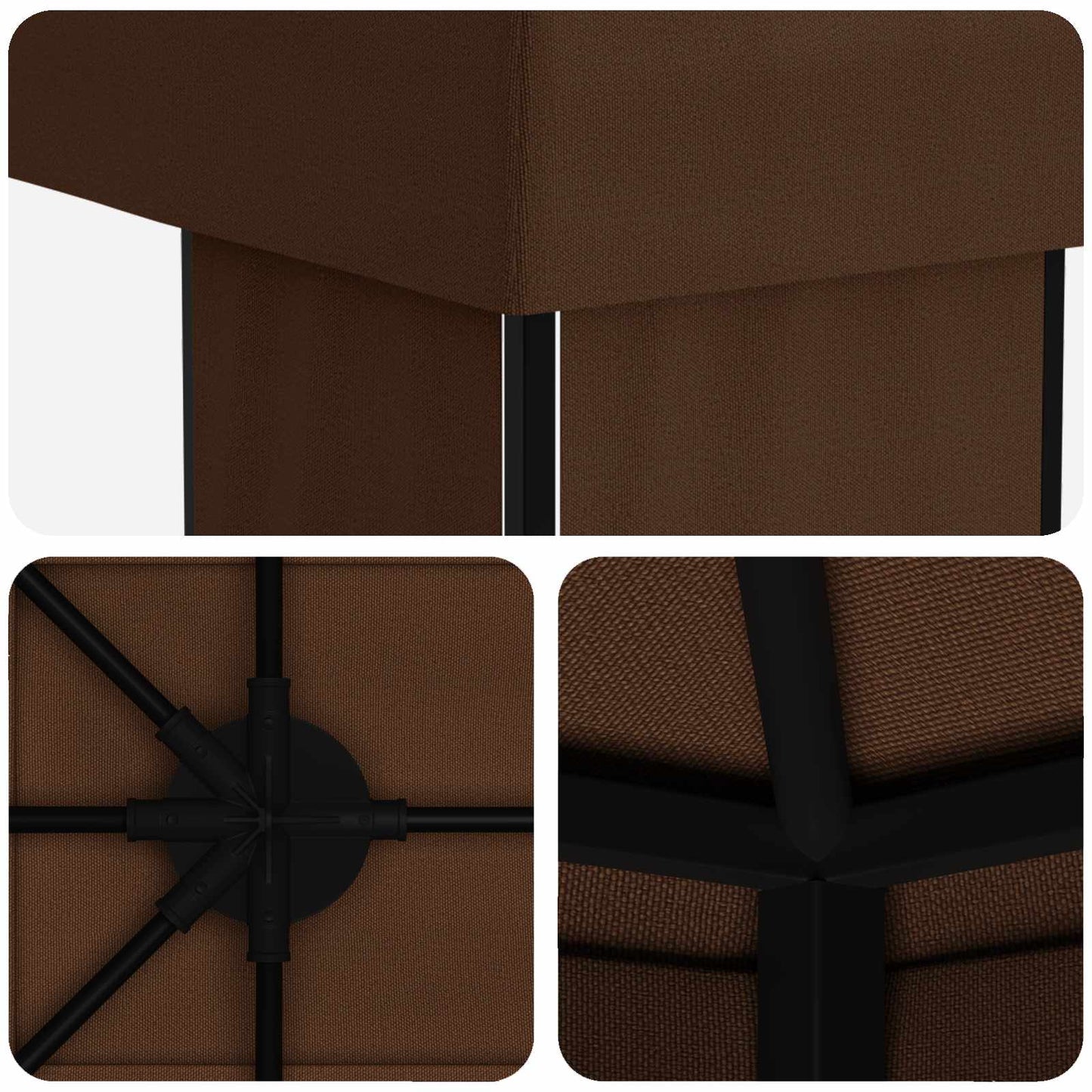 vidaXL Garden Gazebo 6 x 3 m Brown Polyester and Steel 190 gsm 5