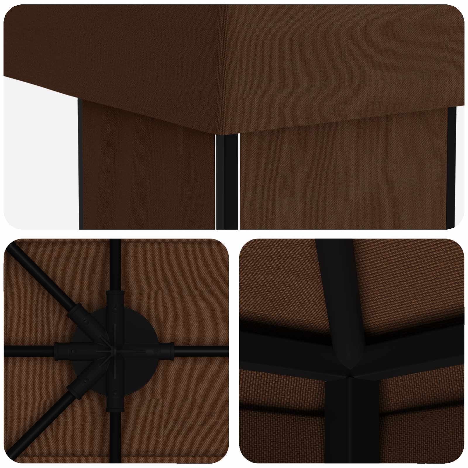 vidaXL Garden Gazebo 6 x 3 m Brown Polyester and Steel 190 gsm 5