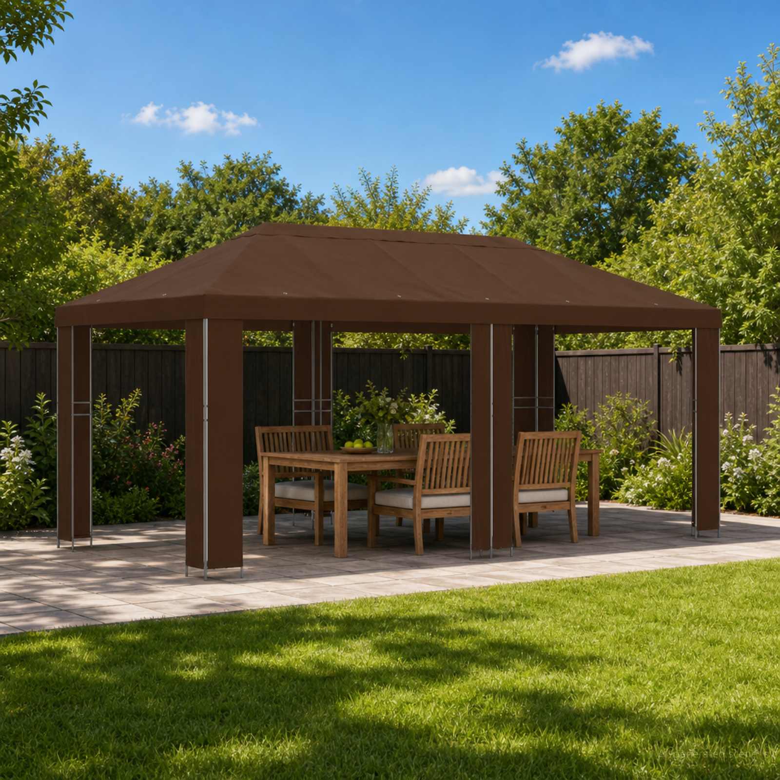 vidaXL Garden Gazebo 6 x 3 m Brown Polyester and Steel 190 gsm 1