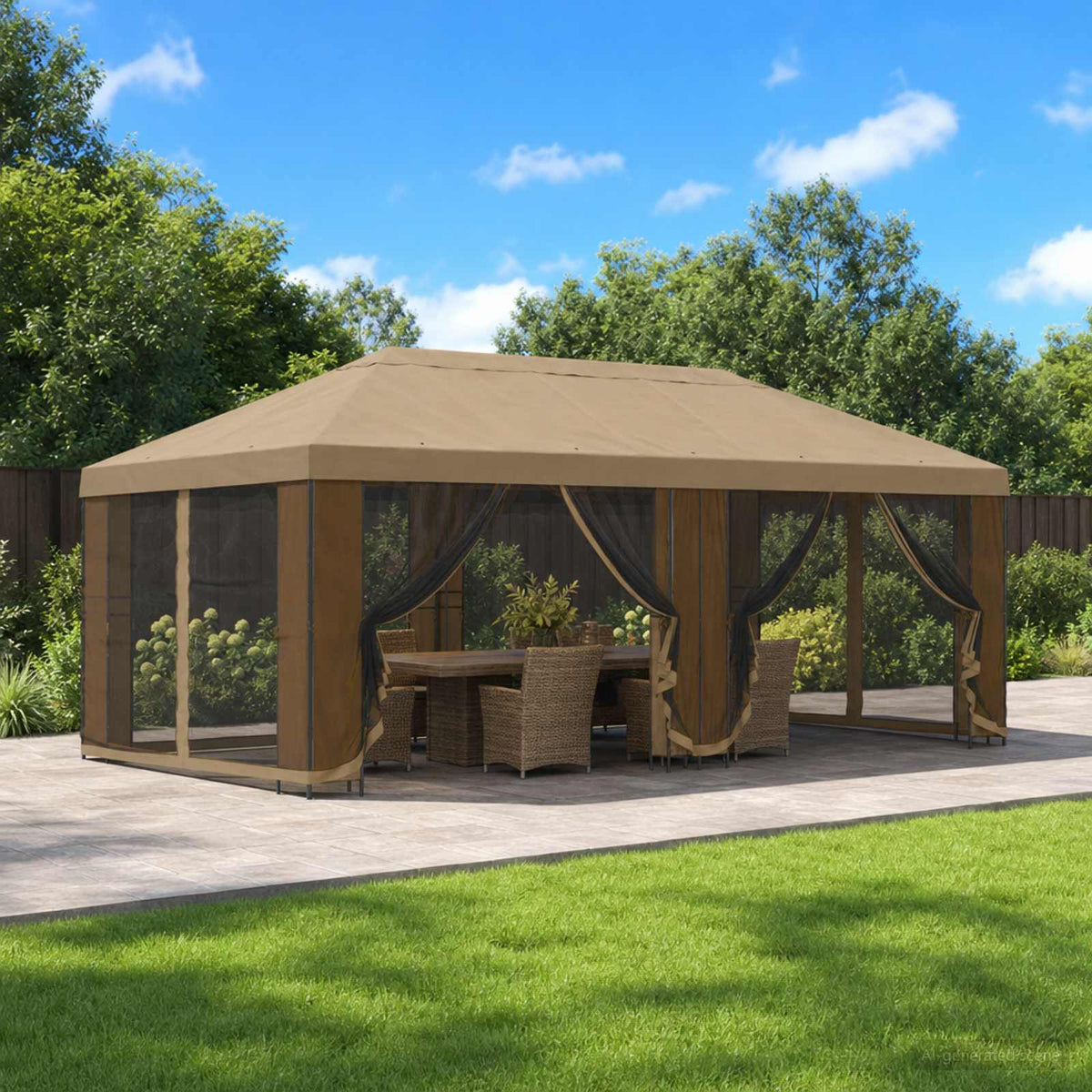 vidaXL Garden Gazebo with Sidewalls 6 x 3 m Beige Polyester and Steel 1