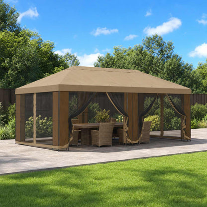 vidaXL Garden Gazebo with Sidewalls 6 x 3 m Beige Polyester and Steel 1