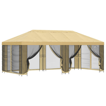 vidaXL Garden Gazebo with Sidewalls 6 x 3 m Cream Polyester and Steel 2