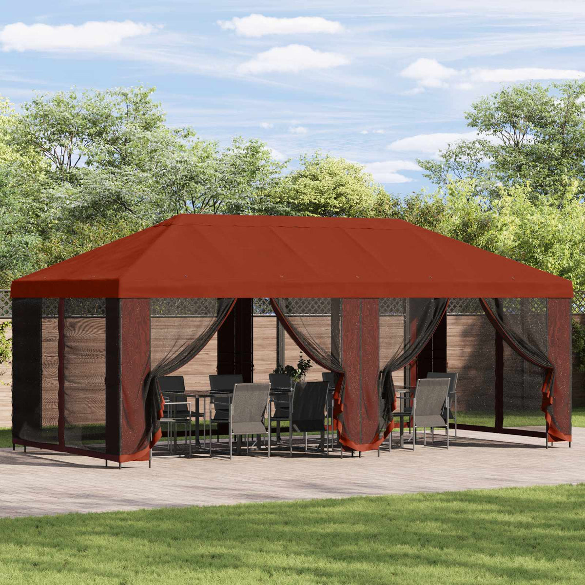 vidaXL Garden Gazebo with Sidewalls 6 x 3 m Terracotta 1