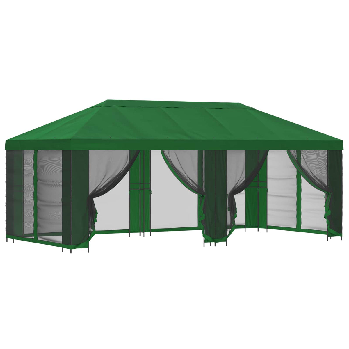 vidaXL Garden Gazebo with Sidewalls 6 x 3 m Green Polyester and Steel 2