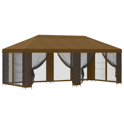 vidaXL Garden Gazebo with Sidewalls 6 x 3 m Taupe Polyester and Steel 2