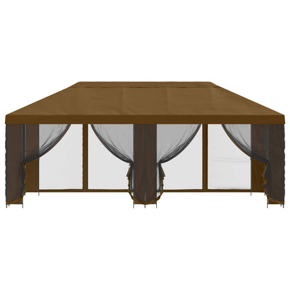 vidaXL Garden Gazebo with Sidewalls 6 x 3 m Taupe Polyester and Steel 3