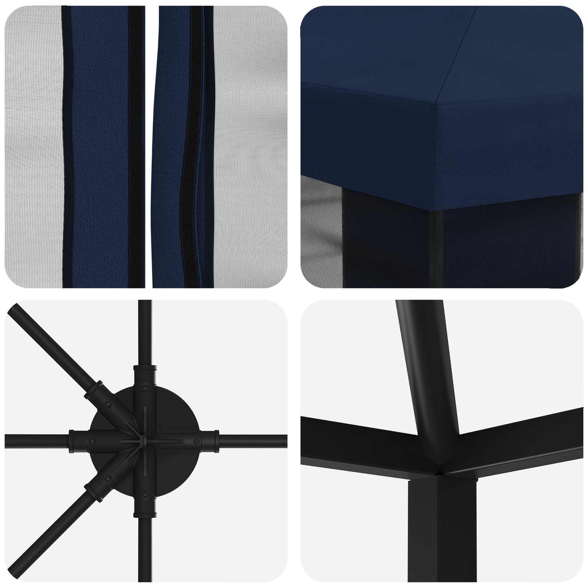 vidaXL Garden Gazebo with Sidewalls 6 x 3 m Blue Polyester and Steel 5