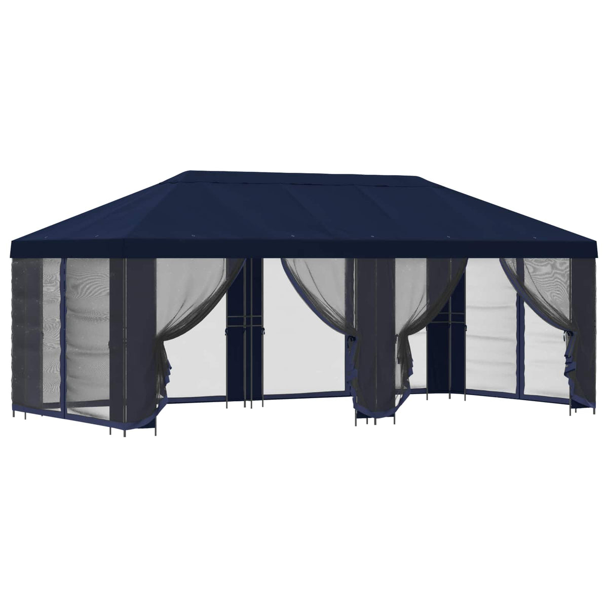 vidaXL Garden Gazebo with Sidewalls 6 x 3 m Blue Polyester and Steel 2