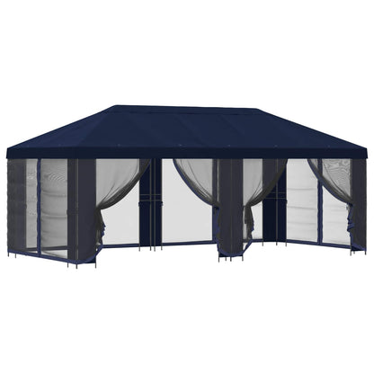 vidaXL Garden Gazebo with Sidewalls 6 x 3 m Blue Polyester and Steel 2