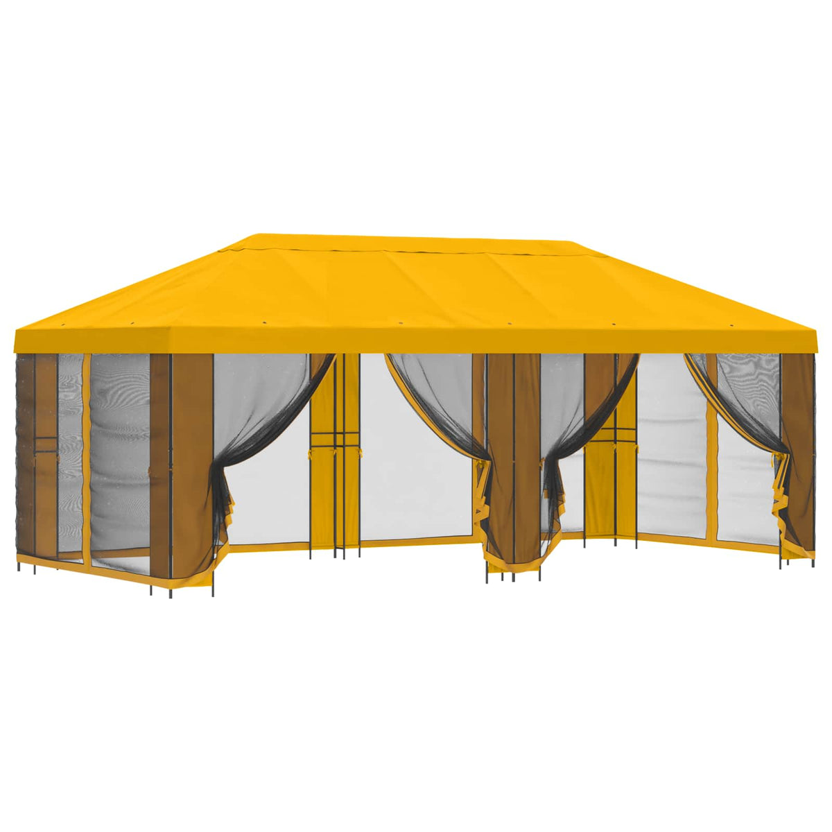 vidaXL Garden Gazebo with Sidewalls 6 x 3 m Yellow Polyester and Steel 2