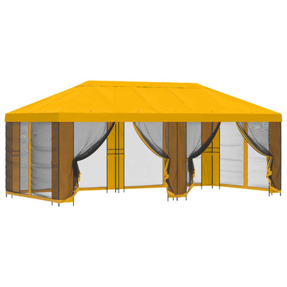 vidaXL Garden Gazebo with Sidewalls 6 x 3 m Yellow Polyester and Steel 2