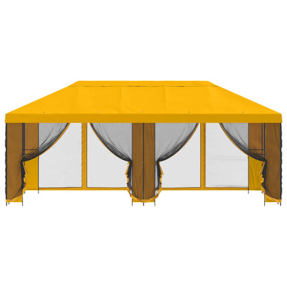 vidaXL Garden Gazebo with Sidewalls 6 x 3 m Yellow Polyester and Steel 3