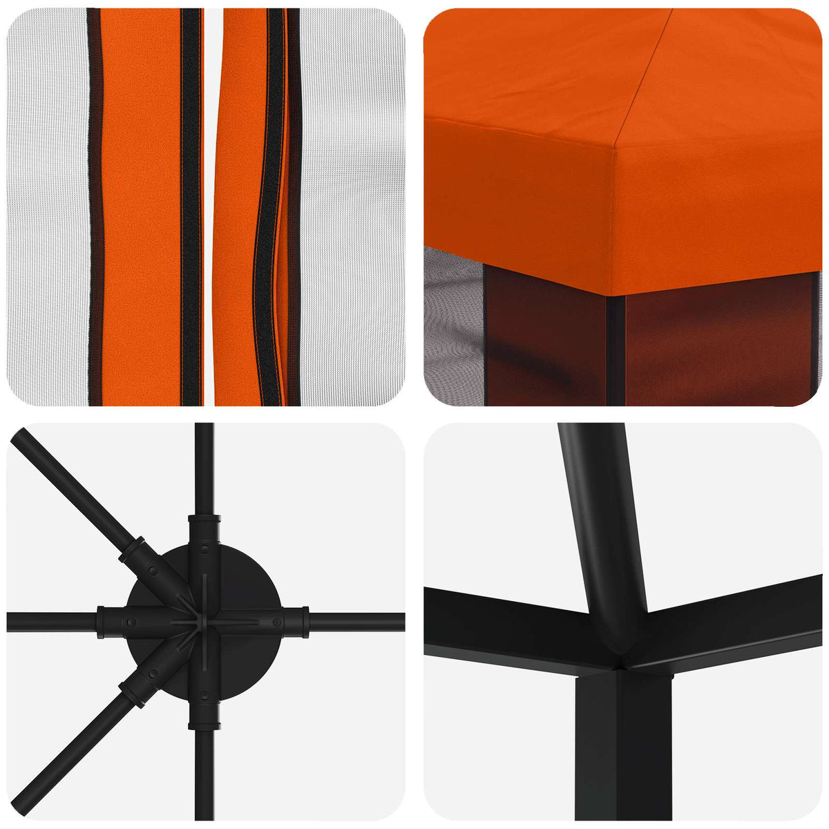 vidaXL Garden Gazebo with Sidewalls 6 x 3 m Orange Polyester and Steel 5