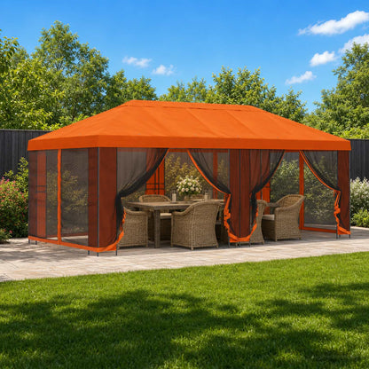 vidaXL Garden Gazebo with Sidewalls 6 x 3 m Orange Polyester and Steel 1