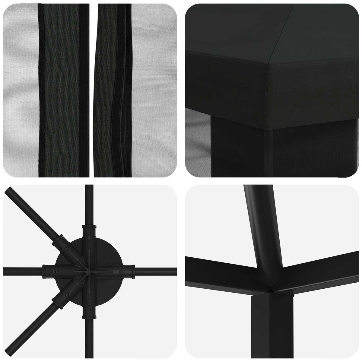 vidaXL Garden Gazebo with Sidewalls 6 x 3 m Black Polyester and Steel 5