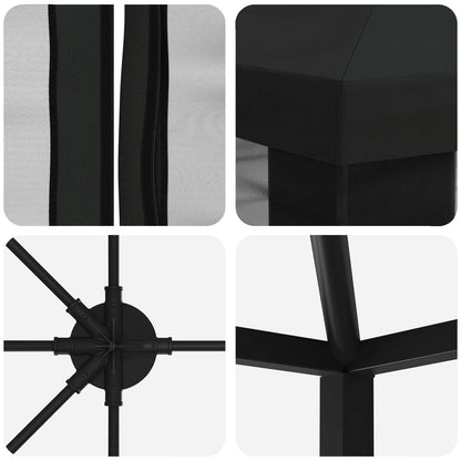 vidaXL Garden Gazebo with Sidewalls 6 x 3 m Black Polyester and Steel 5