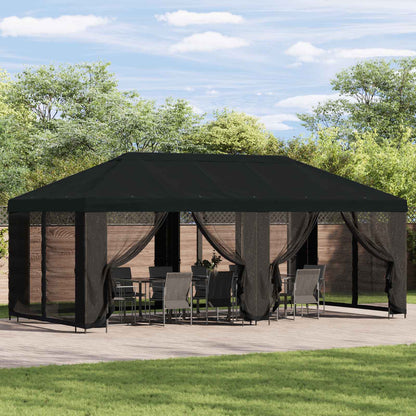 vidaXL Garden Gazebo with Sidewalls 6 x 3 m Black Polyester and Steel 1