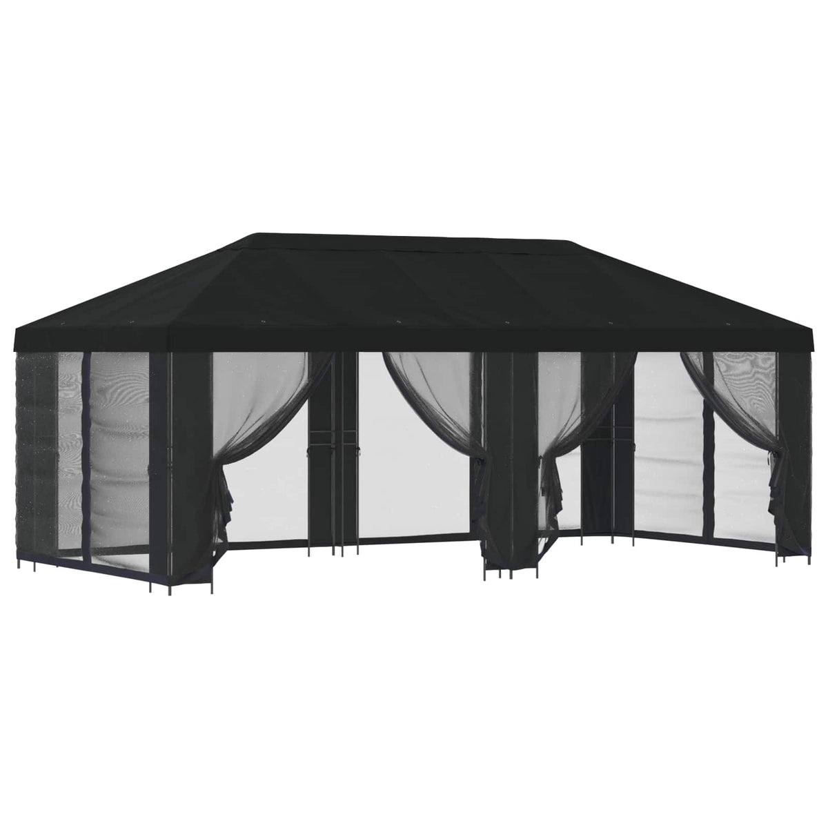 vidaXL Garden Gazebo with Sidewalls 6 x 3 m Black Polyester and Steel 2