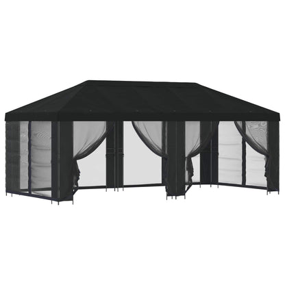vidaXL Garden Gazebo with Sidewalls 6 x 3 m Black Polyester and Steel 2