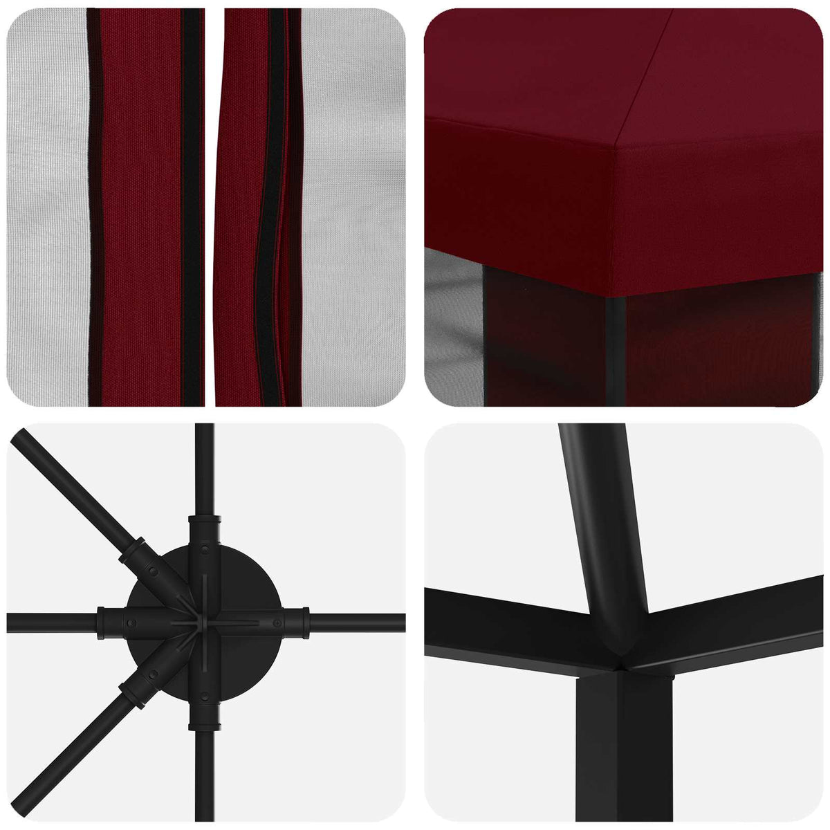 vidaXL Garden Gazebo with Sidewalls 6 x 3 m Burgundy 5