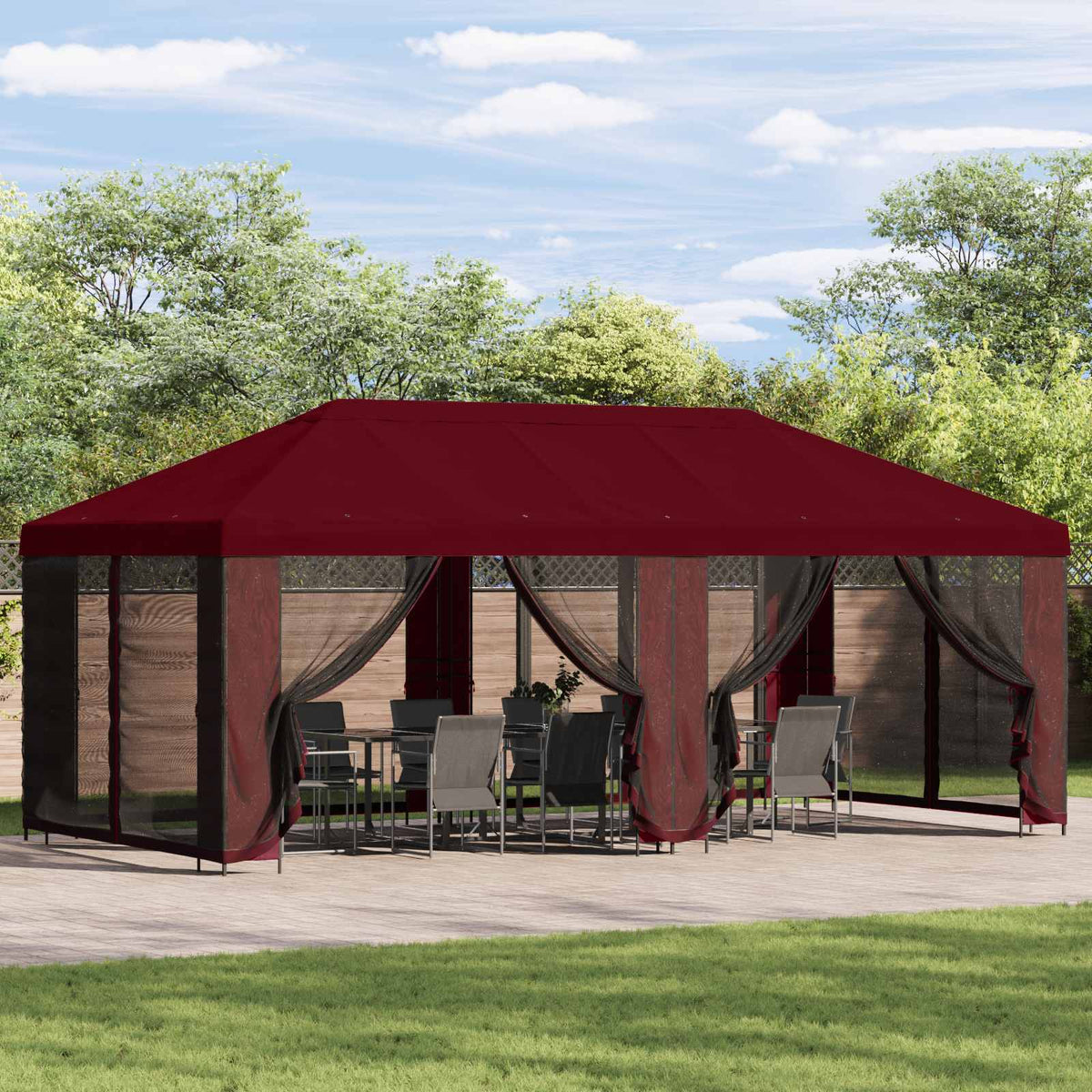 vidaXL Garden Gazebo with Sidewalls 6 x 3 m Burgundy 1