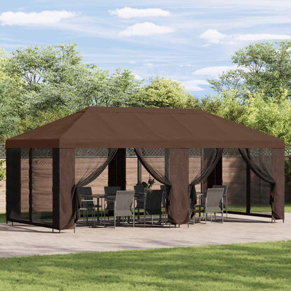 vidaXL Garden Gazebo with Sidewalls 6 x 3 m Brown Polyester and Steel 1