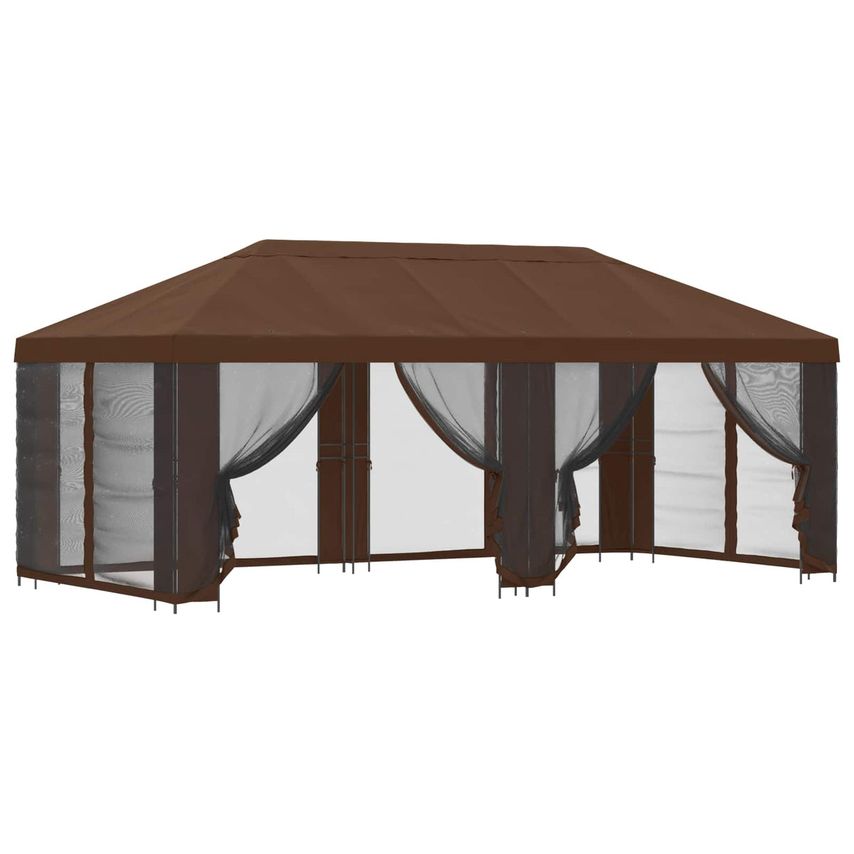 vidaXL Garden Gazebo with Sidewalls 6 x 3 m Brown Polyester and Steel 2