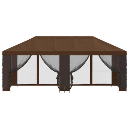 vidaXL Garden Gazebo with Sidewalls 6 x 3 m Brown Polyester and Steel 3