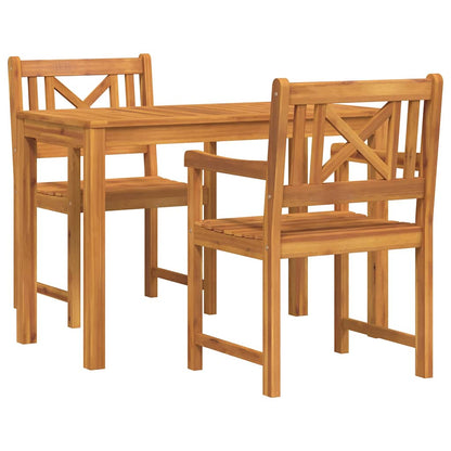Garden Dining Set 3 pcs Brown Solid Acacia Wood Cross-back design