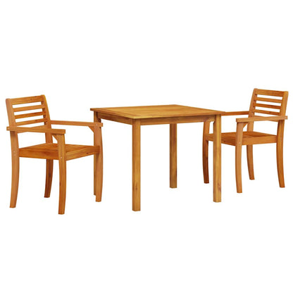 Garden Dining Set 3 pcs Brown Solid Acacia Wood 85 cm table length