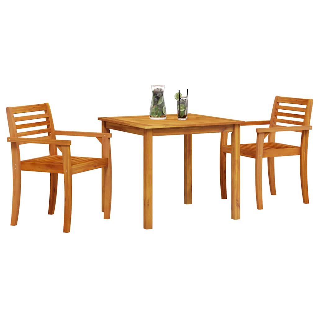 Garden Dining Set 3 pcs Brown Solid Acacia Wood 85 cm table length