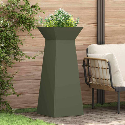 Pillar Planter 40 x 40 x 100 cm Cold-rolled Steel Olive green 1