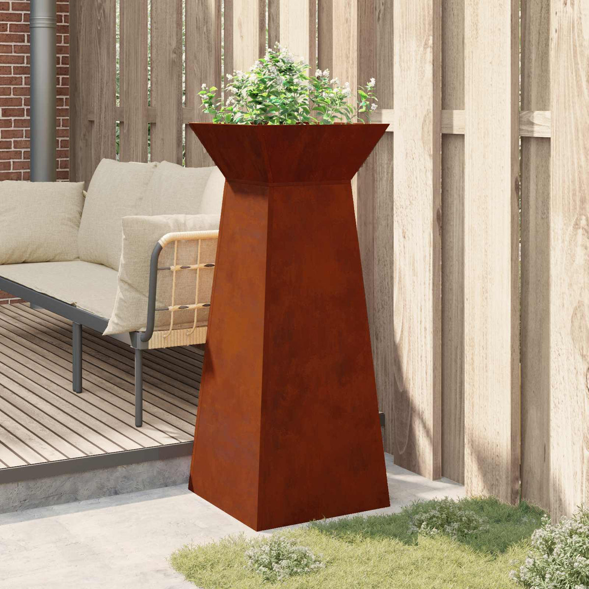 Pillar Planter 40 x 40 x 100 cm Cold-rolled Steel Weathering steel 1