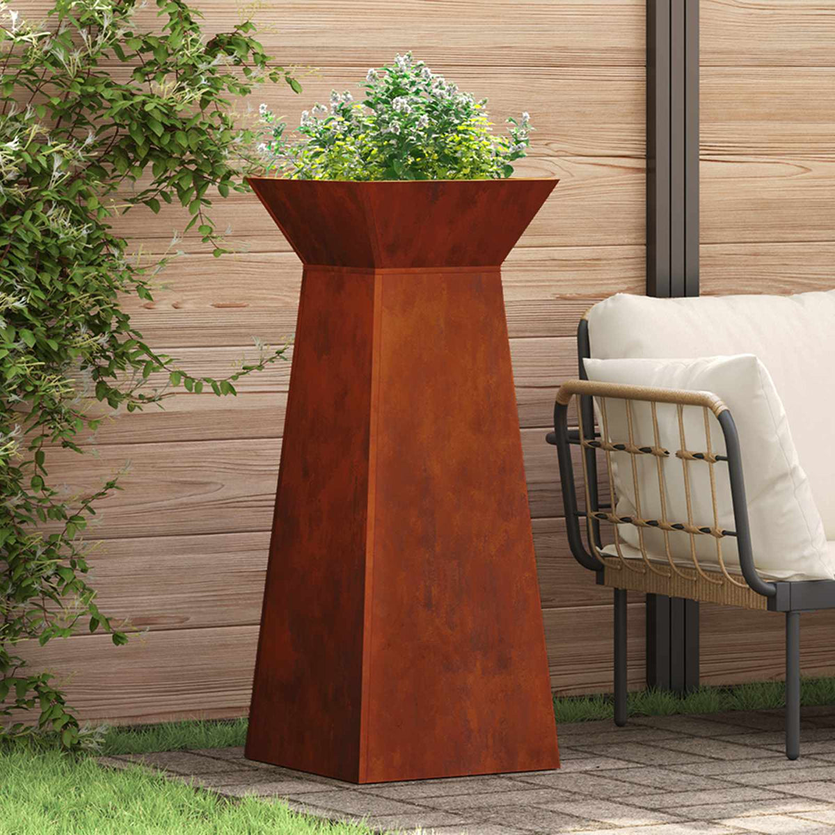 Pillar Planter 40 x 40 x 100 cm Cold-rolled Steel Weathering steel 2