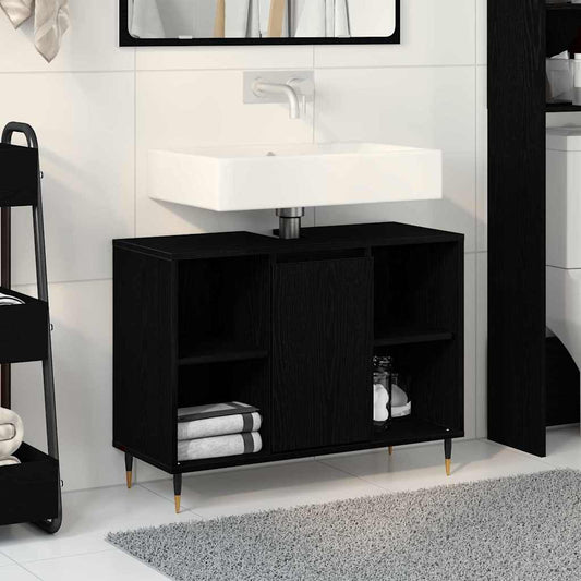 Bathroom Cabinet 80x33x60 cm Engineered Wood Black oak