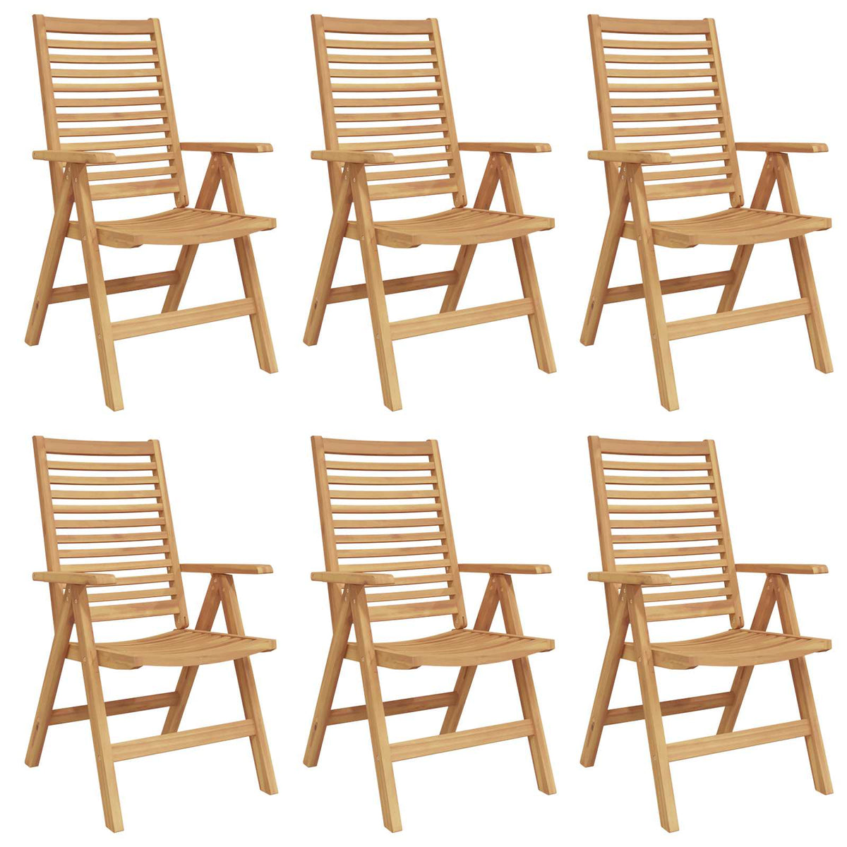 vidaXL Chair 6 pcs Brown Solid Teak Wood Convertible 1