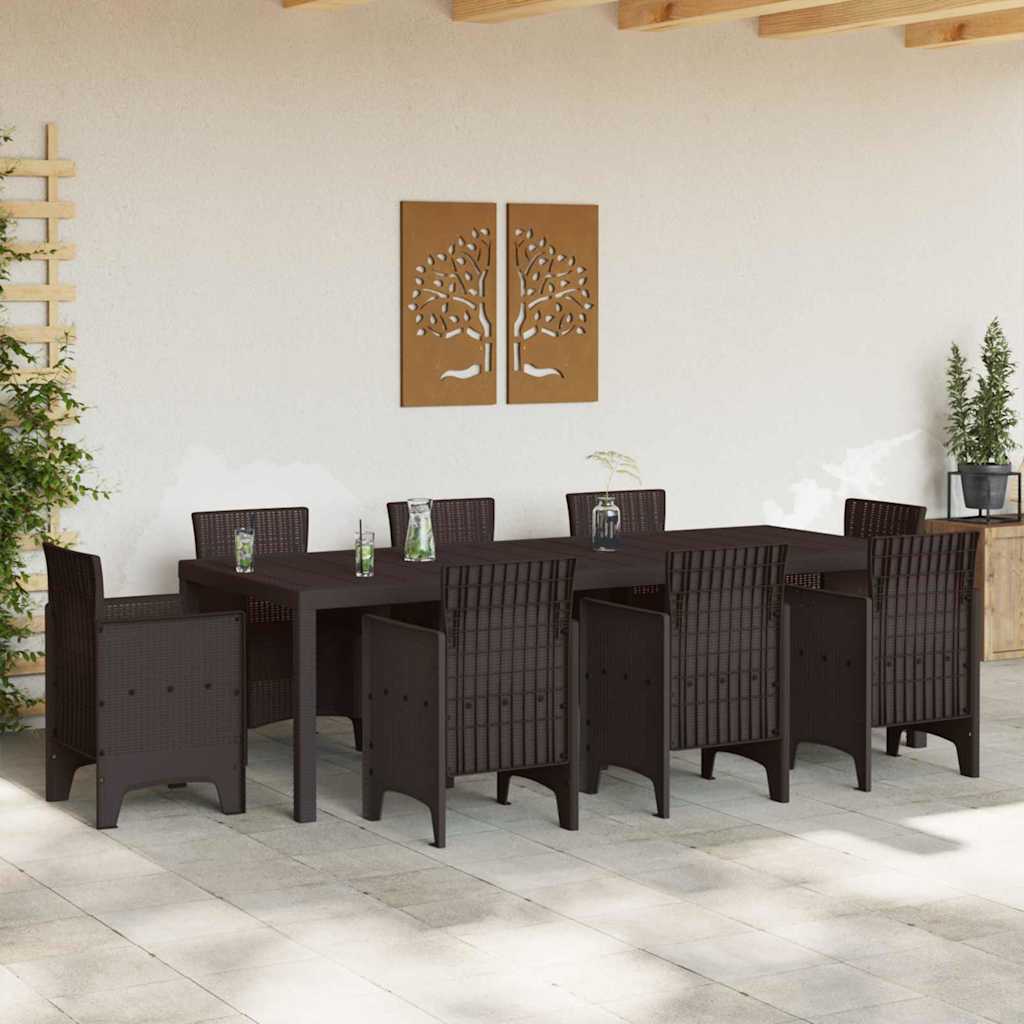 vidaXL Garden Table Brown 250 x 100 x 73 cm Poly Rattan 3