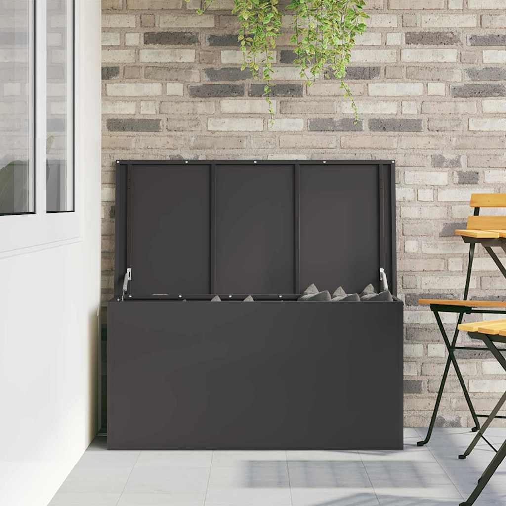 Garden Storage Cushion Box Galvanised Steel 100 x 50.5 x 50 cm Black
