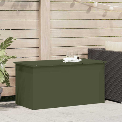 Garden Storage Cushion Box Galvanised Steel 100 x 50.5 x 50 cm Olive green