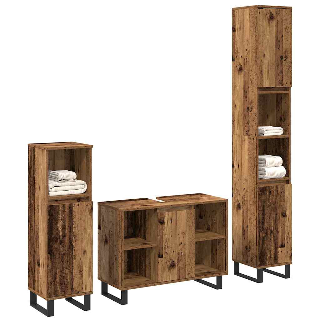vidaXL Bathroom Furniture Set 3 pcs Brown Engineered Wood 2