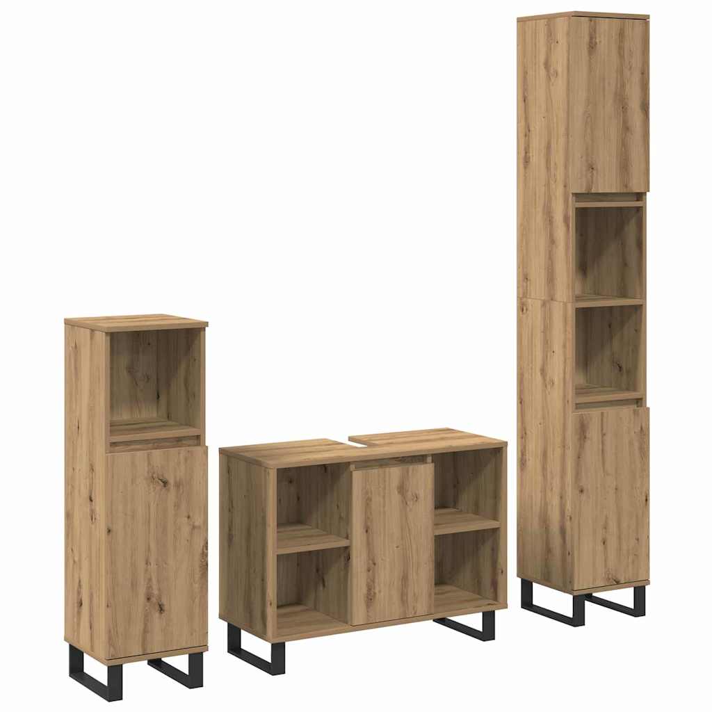 vidaXL Bathroom Furniture Set 3 pcs Brown Engineered Wood 1